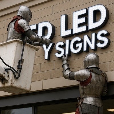 Sign Knights Installation Of Led Letter Signs