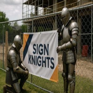 Sign Knights Mesh Fence Banners